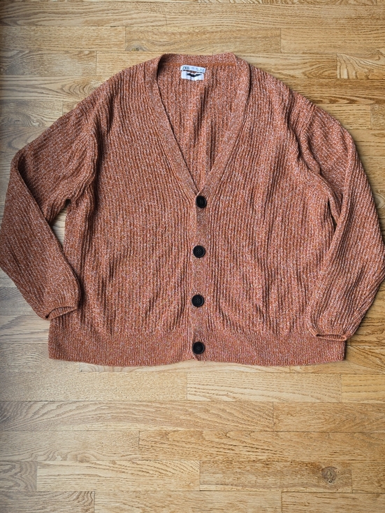Zara Sweaters - (L) Zara Rust Heathered Marled V-Neck Button Cardigan Boxy Knit Lounge Weekend